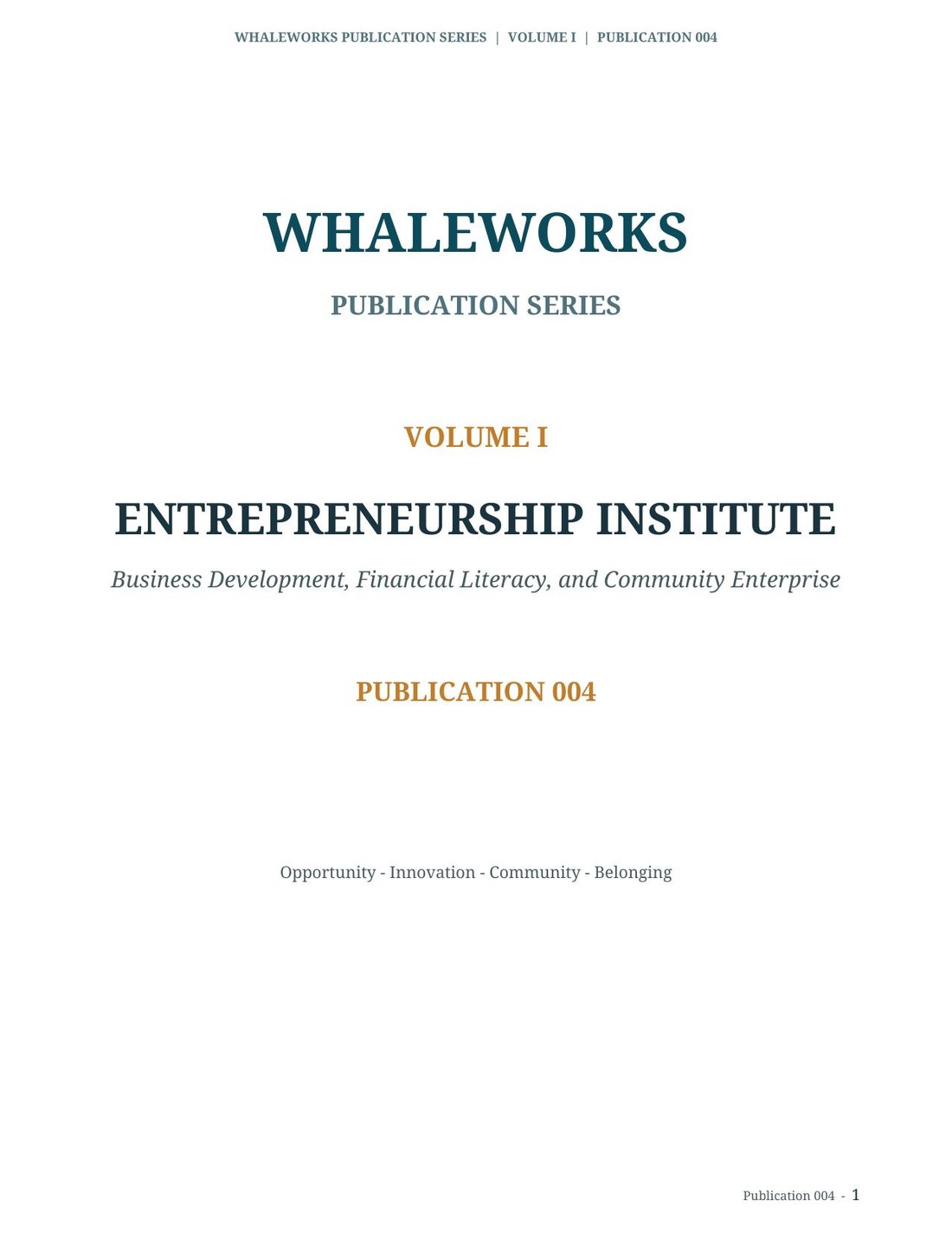 Cover of Entrepreneurship Institute